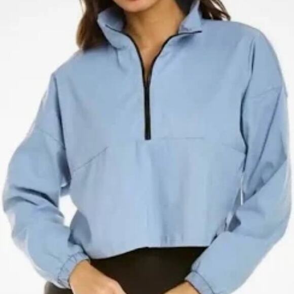WeWoreWhat Jackets & Blazers - WeWoreWhat Quarter Zip Cropped Long Sleeve Jacket in Dusty Blue Size XS NWT